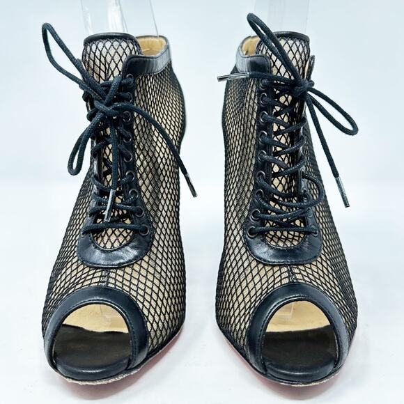 Christian Louboutin Nikita Mesh & Leather Ankle Booties Size 36 - Picture 3 of 12